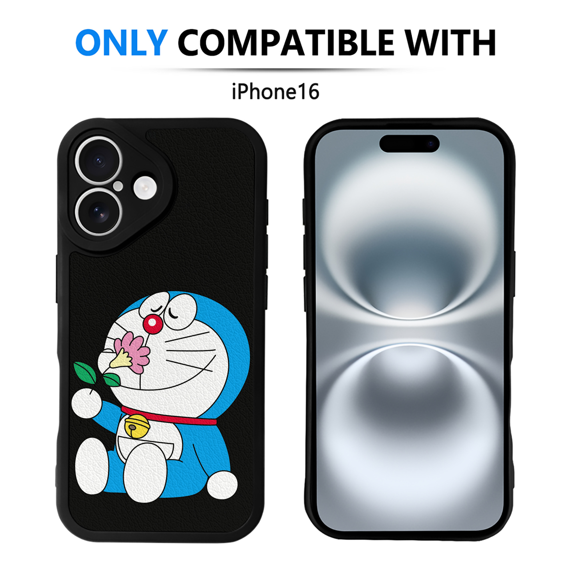 （画像用） ドラえもん Doraemon 【iPhone 16シリーズ対応】シリコンスマホケース（レザー調） 材質：シリコン